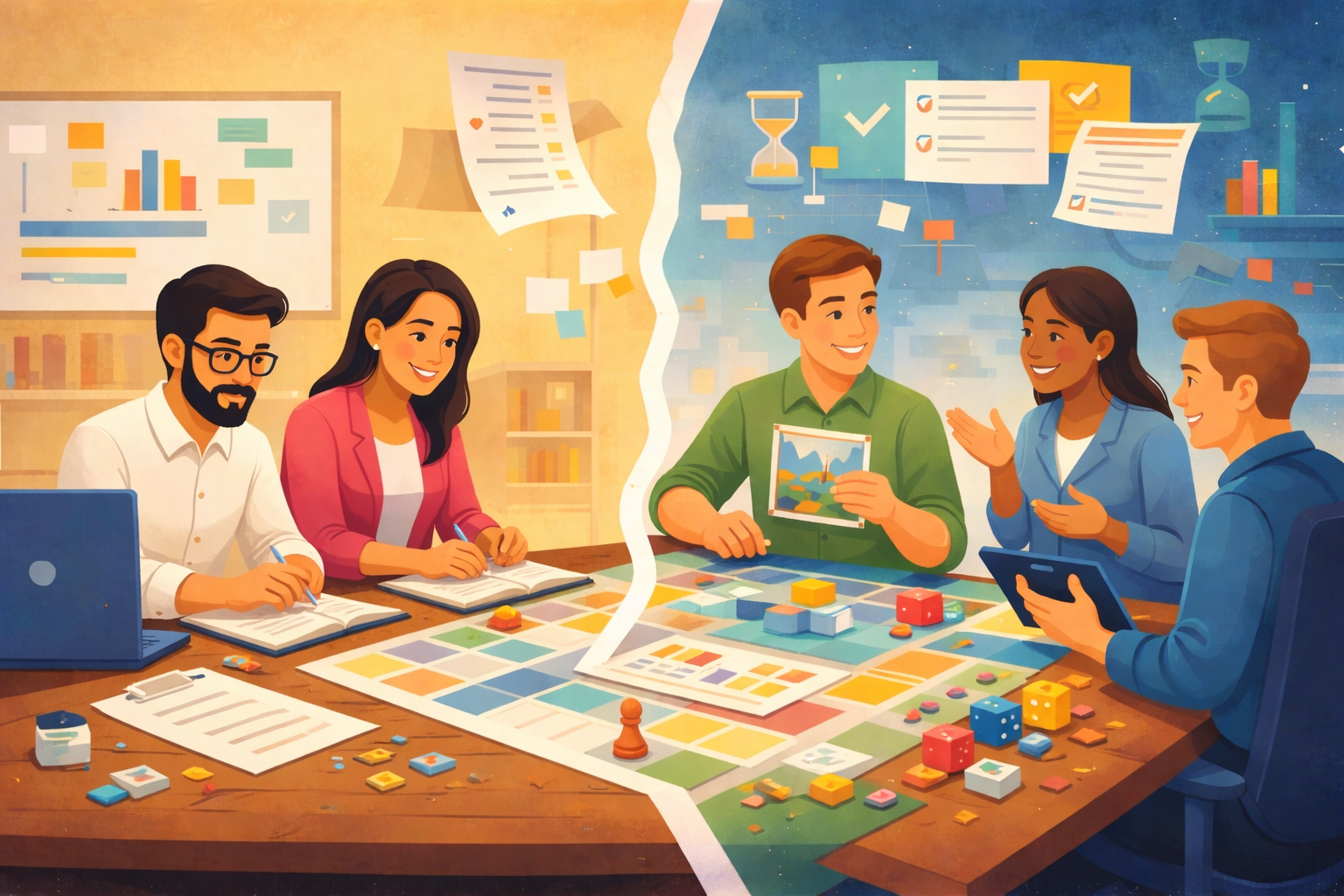 équipe qui se permet un décalage pour plus de créativité